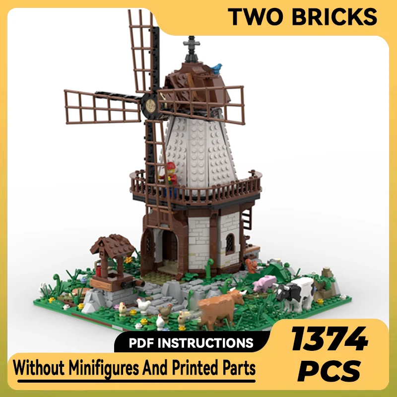 

Technical Moc Bricks Model Medieval Street View Windmill Modular Building Blocks Gifts Toys For Children DIY Sets Assembling