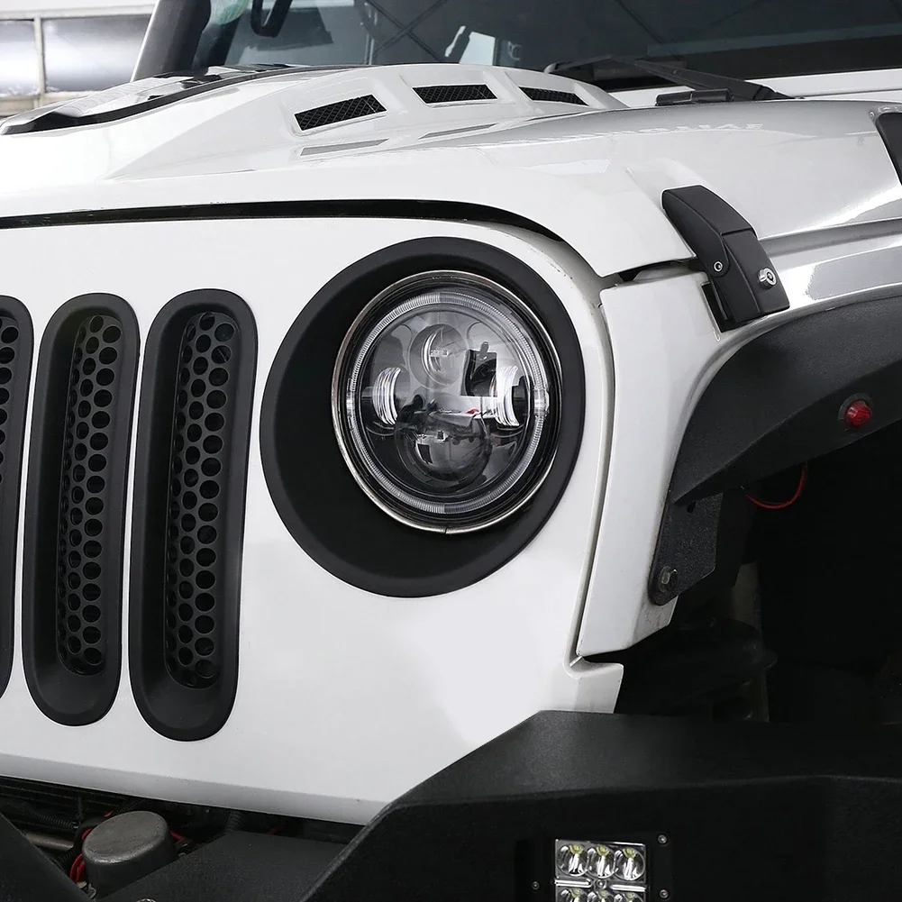 1 Pair Front Light Headlight Trim Cover Bezels For Jeep Wrangler JK 2007-Automotive Grade Double-sided Tapes ABS 240 x 73mm