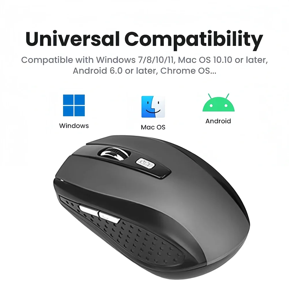 2.4G Wireless Mouse Silent Mouse 6 Button Office Optical Mouse Adjustable 1600 DPI Levels Gaming Mouse Mice for Laptop MacBook