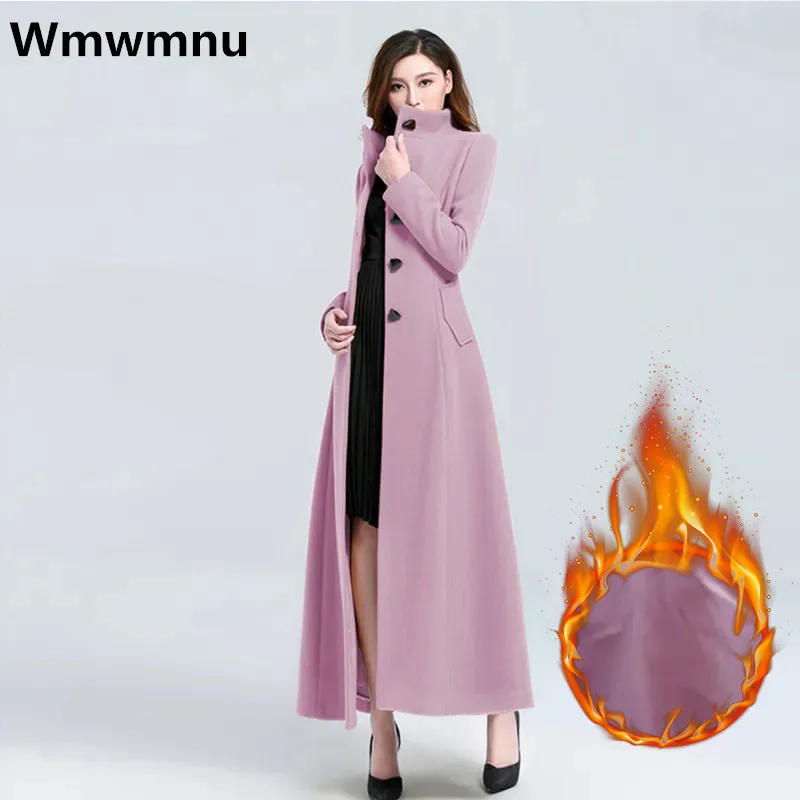 

Winter Womens Woolen Coats Korean Fashion Warm Long Jackets Office Lady Thicken Wool Blend Cotton Padded Overcoat Oversize New