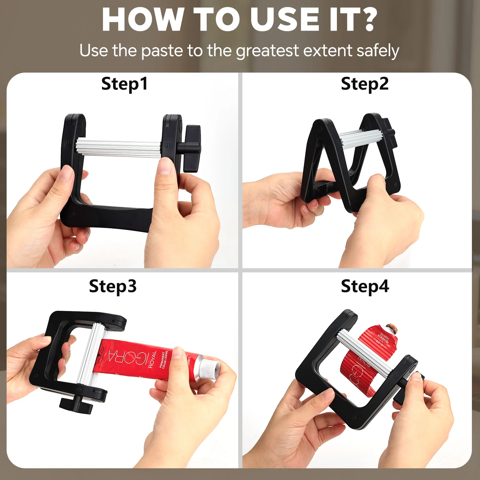 2가지 색상의 금속 치약 튜브 압착기, 다기능 압착 롤러 헤어 컬러, 페인트, 접착제 튜브용, 효율적인 디스펜서