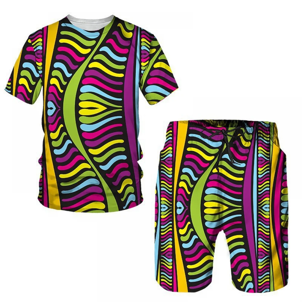 thumbnail image 1 of Conjunto de chándal para hombre, estilo bohemio, hippie, estilo hippie, años 60 y 70, estilo bohemio, informal, camisa y pantalones cortos, disfraz de cosplay étnico, 1 of 5