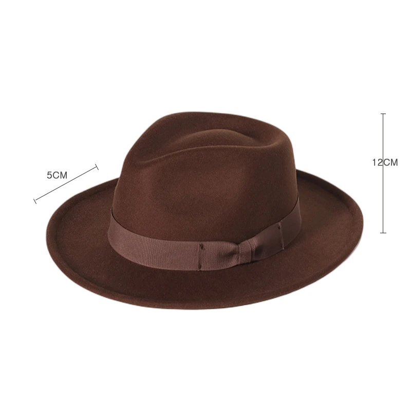Chapeau Fedora En Laine à Large Bord Pour Homme Et Femme, Couleur Unie, Chaud, Jazz, Feutré, Panama, Jaune  200000297