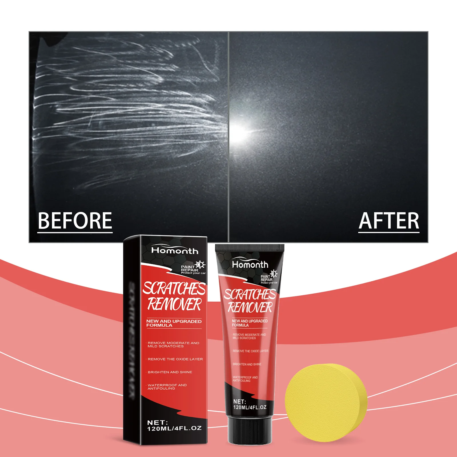 Scratch Repair Wax for Car, Upgrade Car Scratch Remover Kit Car Repair Paste Polishing Maintain（Send Sponge）