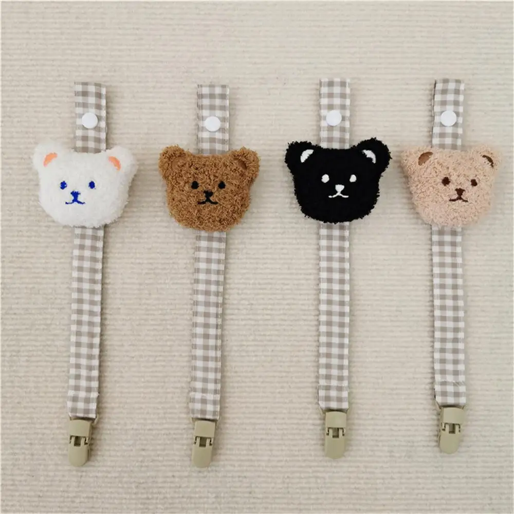 

Bear Plaid Cloth Baby Pacifier Chain Cute Bear Pacifier Clip Korean Anti-lost Pacifier Chain Pacifiers Accessories Baby Items