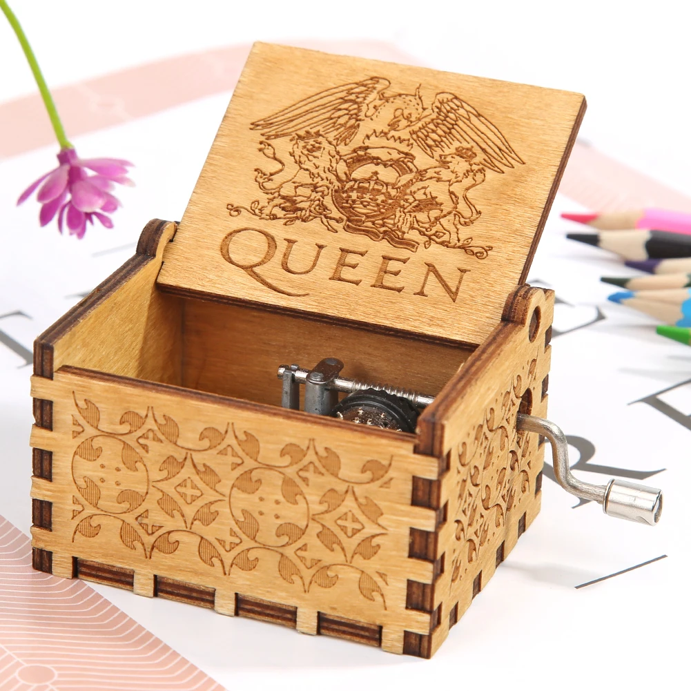 Wooden Music Box Multifunctional Manual Carved Music Box Household Decor Classic Wooden Melody Box Creative Queen Birthday Gifts 3