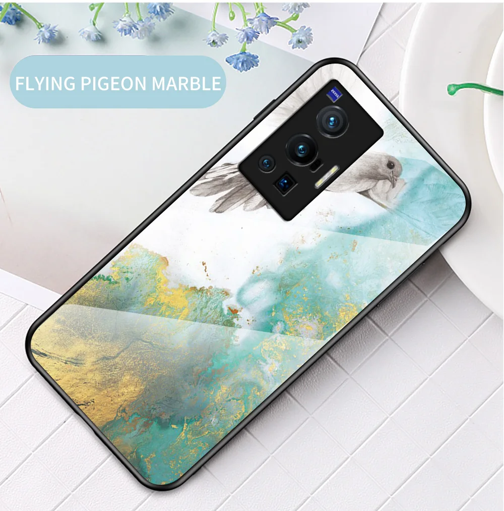 X80 Pro Plus Custodia DECLAREYAO Custodia rigida in vetro per VIVO X70 X60 X50 X30 X27 X23 X20 X9 S Custodia in silicone Ultra sottile Tempere_voghion.com