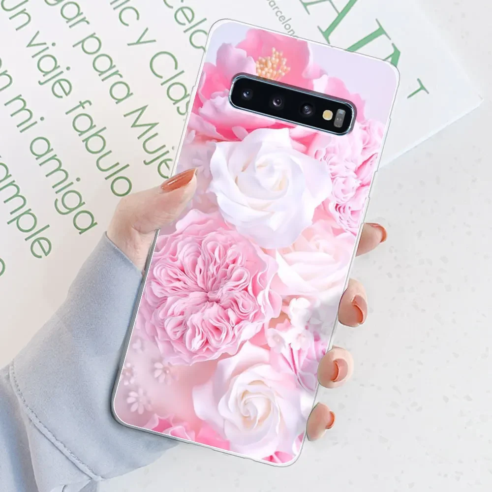 Yomjew 2 Pack Cute Clear Floral Phone Case For Samsung Galaxy S10 4G 6.1", Preppy Flowers Pattern Protective Soft Slim Shockproof Silicone TPU Hard Back Yellow-Resistant Cover For Girls Woman-787970