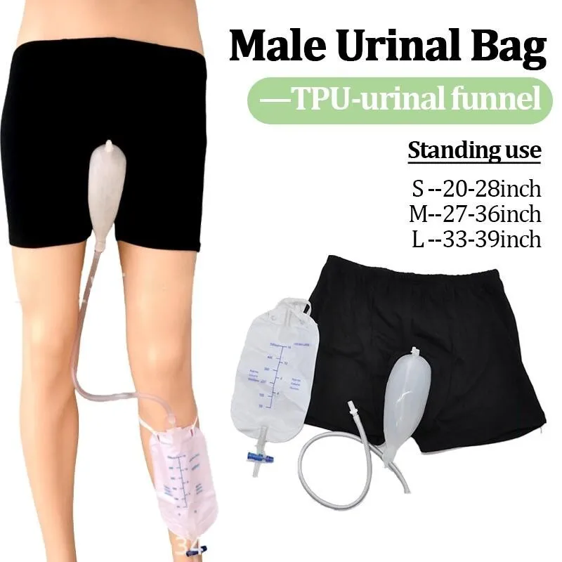 Men's Urinal Drainage Bag Leg Brace Reusable Pee Collection Bag Men/elderly Incontinence Underwear Leak Proof Urinal System urine collection bag
