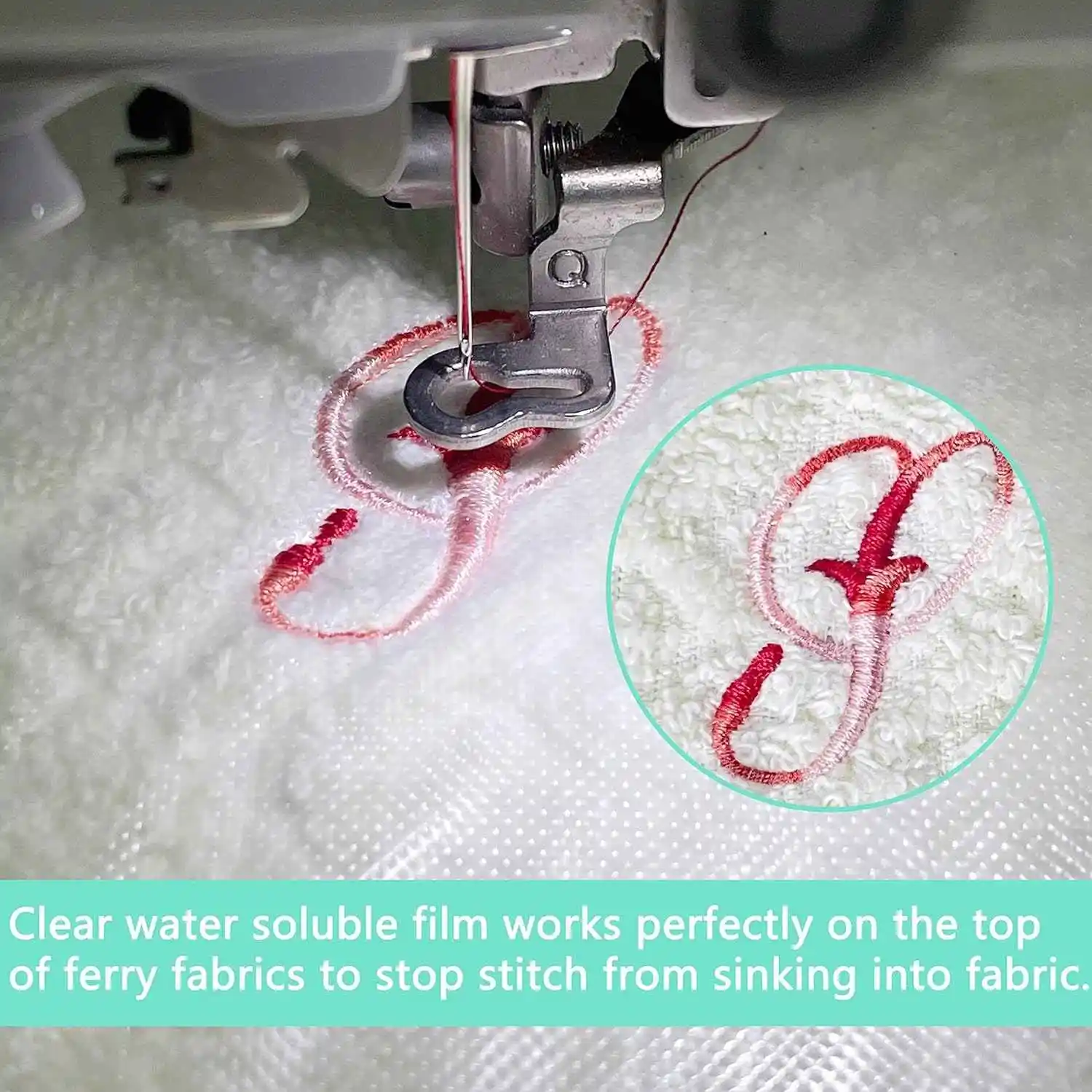 Embroidery Stabilizer Wash Away Stabilizer 12" x 25 Yd Roll 35&micro;m Clear Water Soluble Backing & Topping
