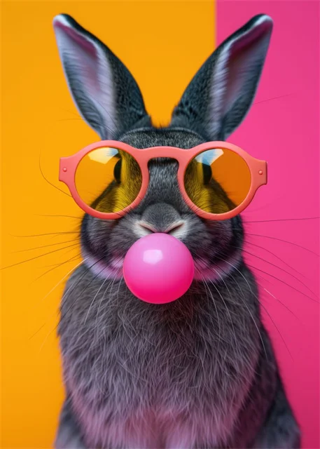 Vibrant Pink Bubblegum Animal Canvas Print - Cute Cartoon Wall Art