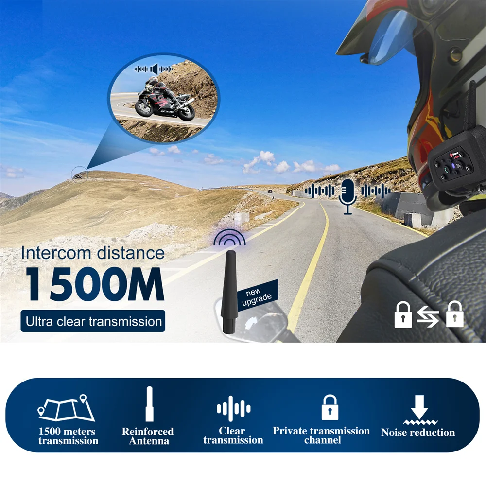 EJEAS-Intercomunicador para Capacete  V6   , 1.2km IP65   6 ̴ 