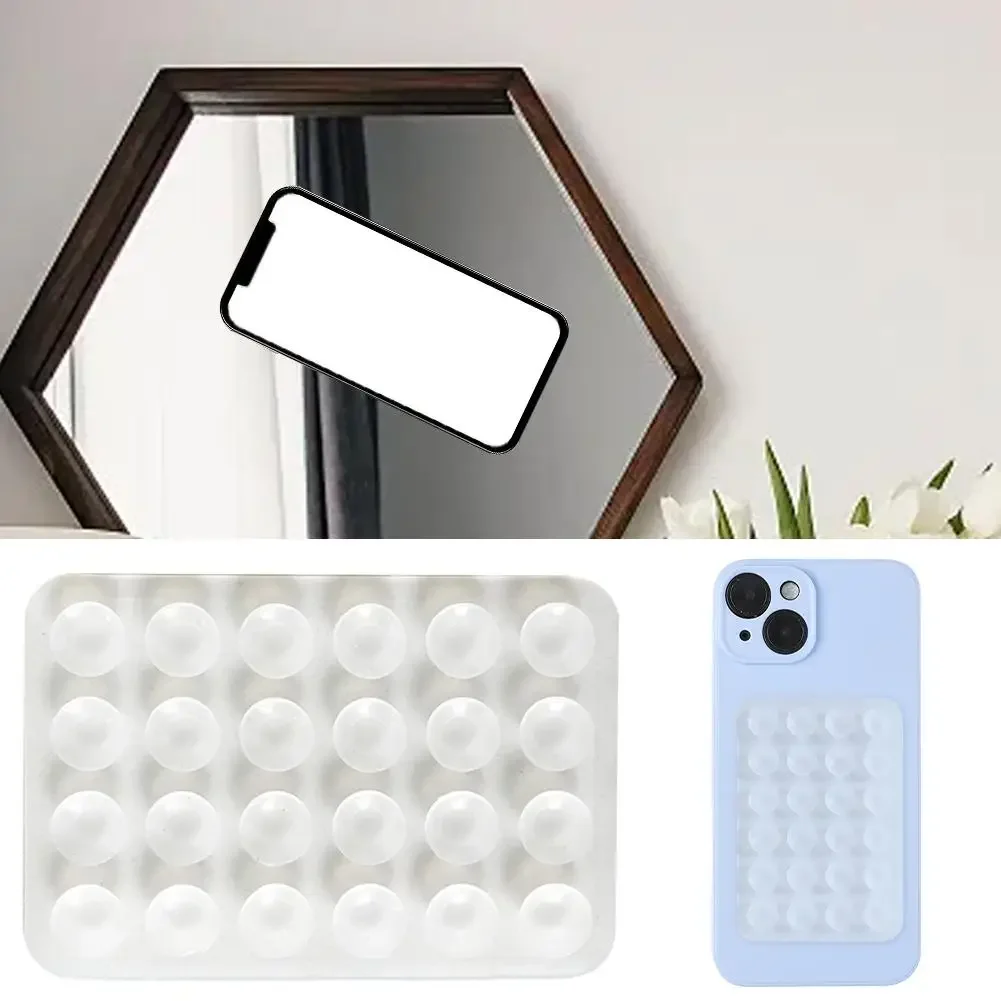 Tappetino porta telefono con ventosa in silicone Supporto da parete con ventosa multifunzionale Adesivo posteriore con supporto per custodia su un solo lato quadrato antiscivolo - Image 6