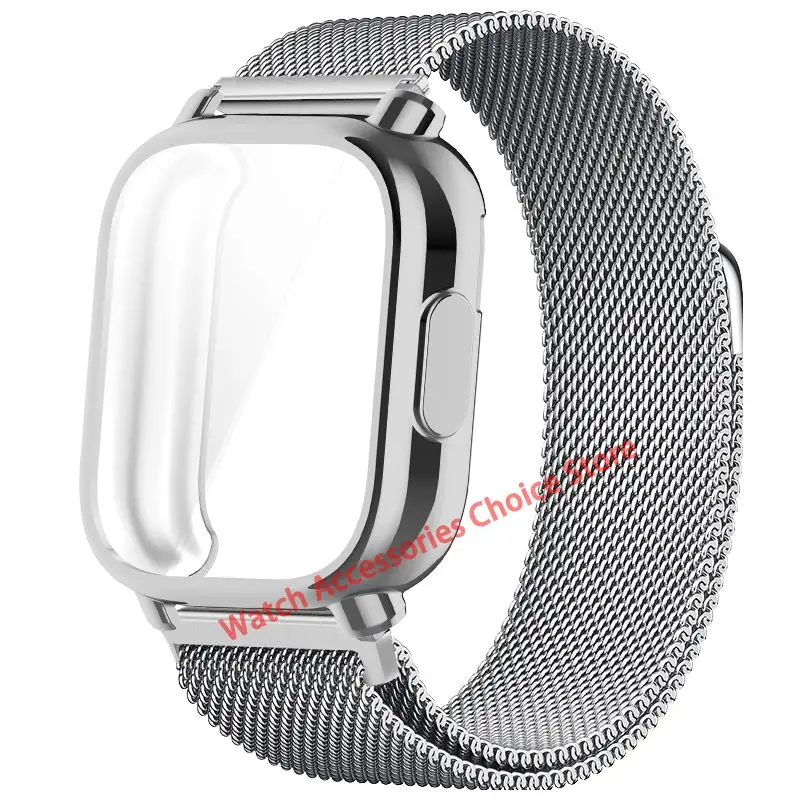 Premium TPU Case with Milanese Magnetic Metal Strap for Smart Watch - Full Screen Protection, Soft Shell Design