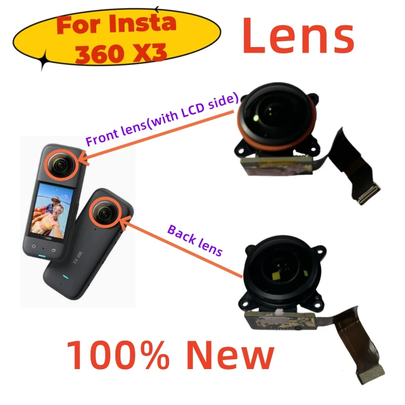 Description Picture 2 of itemNew Front Lens Back Lens For Insta 360 X3 Lens With Glass Front Camera Digital Parts Repair Accessory Replacement Parts