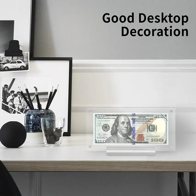 Acrylic Desktop Banknote Display Frame Transparent Paper Currency Collection Stand Frame For Collectors Ticket Protector 2