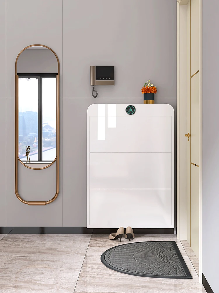 

Disinfection and deodorization shoe cabinet, steel flip bucket, ultra-thin entrance cabinet for household entry