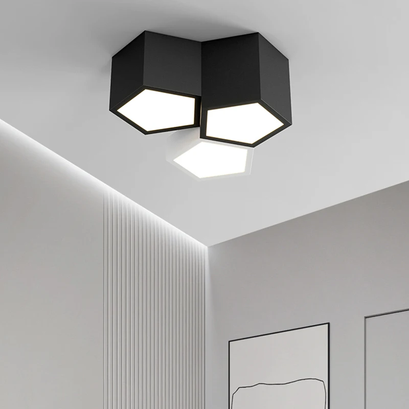 Minimalistische Woonkamer Lamp Plafond Verlichting Honingraat Ontwerp Combinatie Creative Art Binnenverlichting Intelligente Hal Lampen