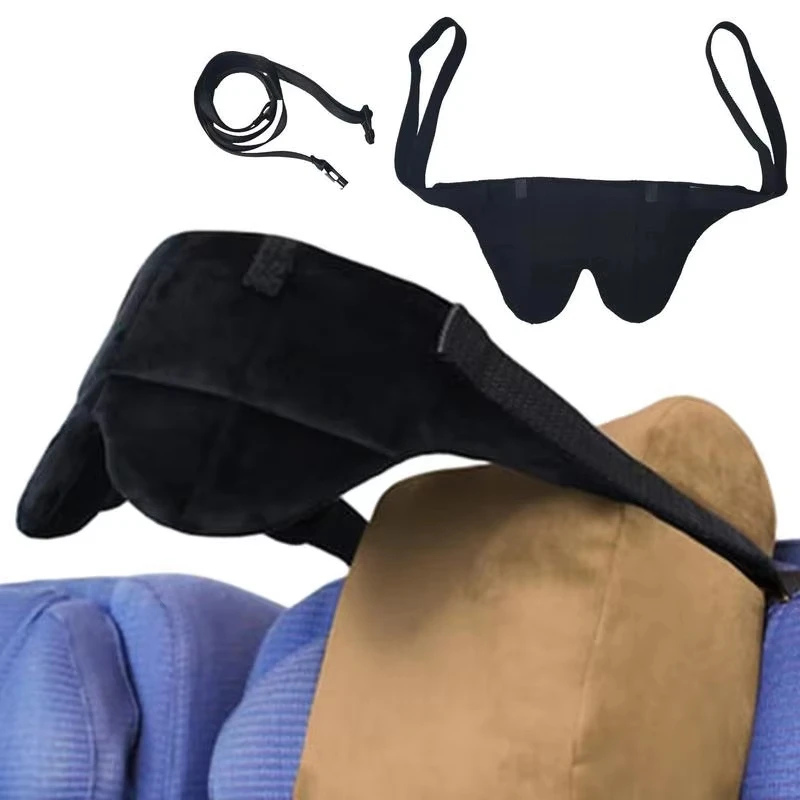 Neck Pillow Soft Travel Airplane Pillow Neck Cushion Head Straps Car Head Straps Comfy Head Travel Pillow with Eyeshade 4