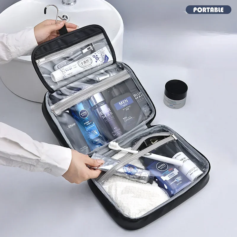 Men's Cosmetic Bags Travel Essentials Cosmetics Organizer Foldable Hanging Storage Bag Clear Waterproof Luxury Makeup Bag