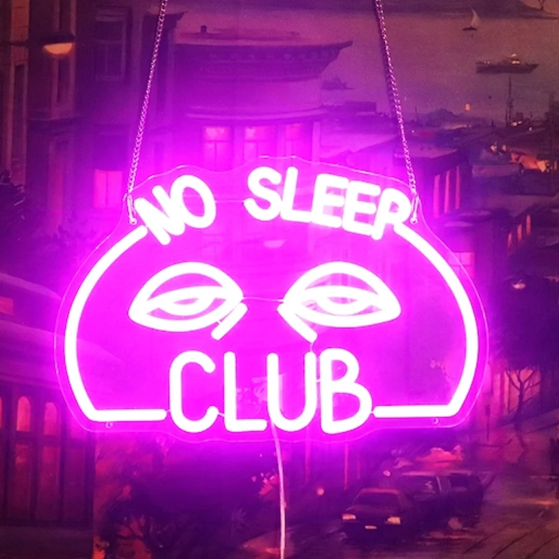 

Неоновая вывеска No Sleep Club, неоновая вывеска на заказ, настенное украшение для гостиной, бара, студии, геймеров, неоновые светильники