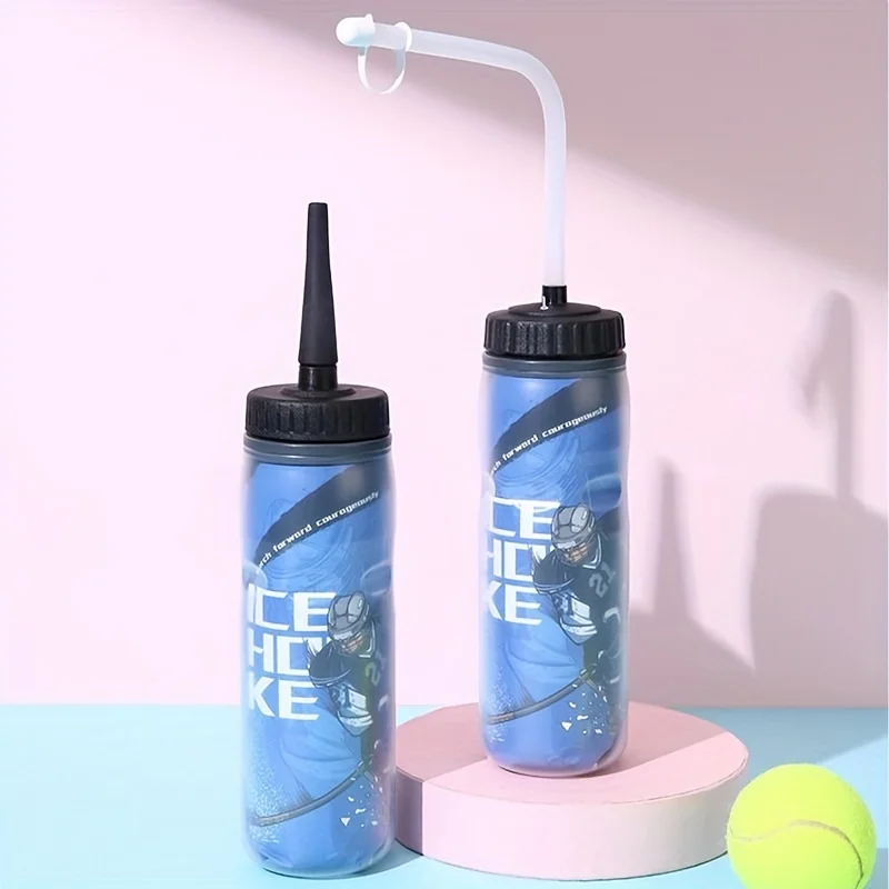 600ML Ice Hockey Water Bottle Portable Large Capacity Football Lacrosse Bottle Classic Extended Tip Design Sports Gear 3