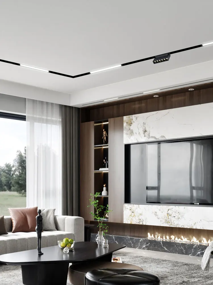 N6 현대 Recessed 자기 트랙 조명 디자인 led 램프 자기 레일 천장 시스템 실내 트랙 조명 레일 스트레치 천장