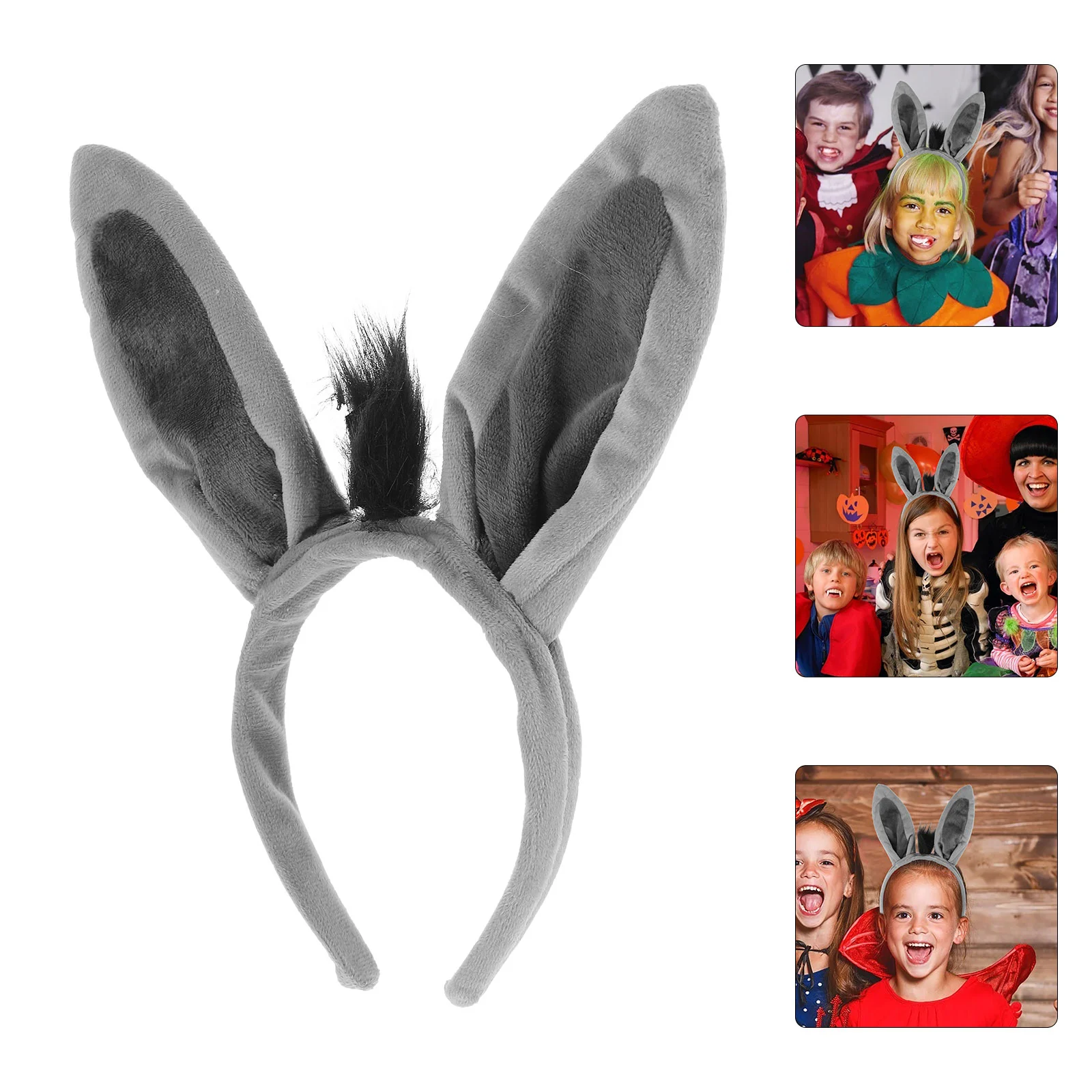 Band Animal Donkey Ear Band Party Favors Zoo Animal Costume Jungle Plush Donkey Ear Hair Hoop Adult Kid Holiday