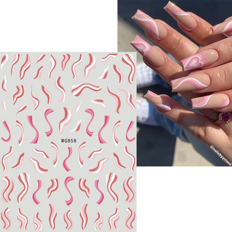  French Swirl Nail Art Stickers Decals Nail Art Supplies French  Swirl Lines Geometry Irregular Whirling Wave Cow Print Decal on Nails Art  Charms Manicure Slider Tip 6 Sheets : Beauty 