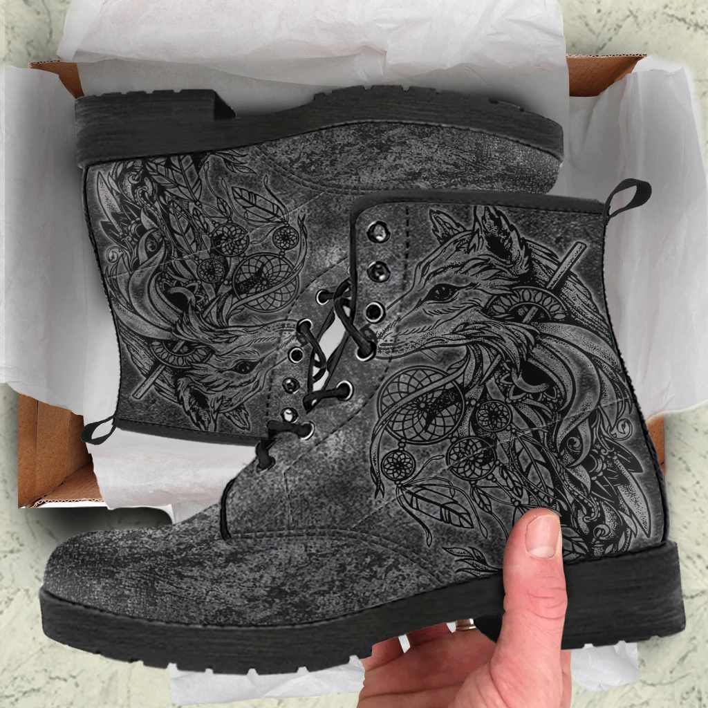 ELVISWORDS de piel sintética con estampado de lobo hombre, botines impermeables, para otoño e invierno, 2022| | - AliExpress