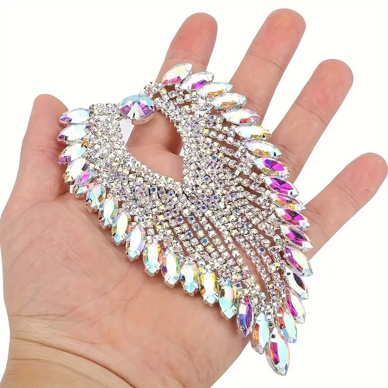 Shoulder Jewelry Sew On Shoulder Tassel Applique Clear Crystal Rhinestone Applique Wedding Dress Decoration