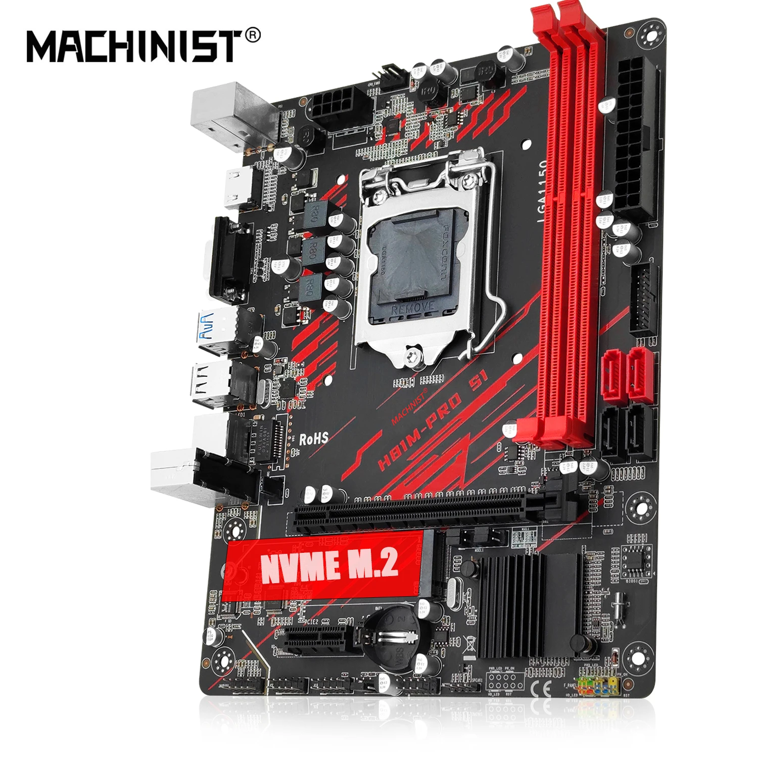 

MACHINIST H81 материнская плата LGA 1150 поддержка Core CPU i3 i5 i7/Xeon E3 V3 процессор DDR3 оперативная память фонарь NVME M.2 слот SSD
