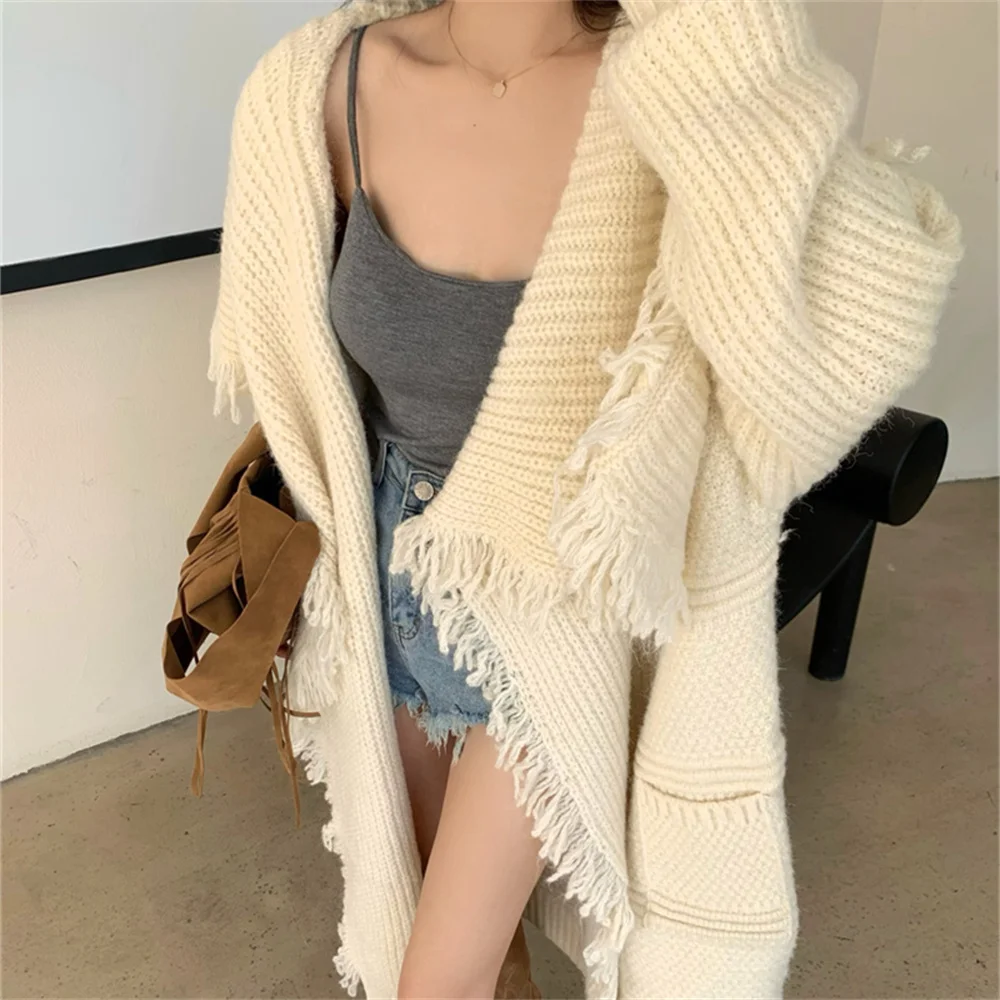 

Alien Kitty Fashion New Long Sweater Coats Women OL Knitted Chic All Match Winter Casual 2022 Lazy Style Cardigans Loose