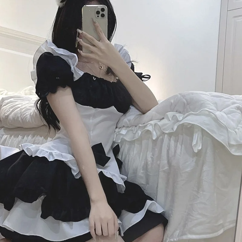 Plus Size Halloween Madi Cosplay Costumes Black White Apron Lolita Dress Party Stage Princess Maid Outfits Sexy Cosplay Lingerie