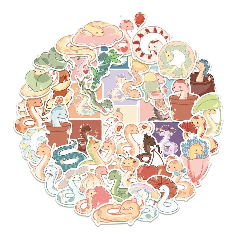 

50PCS Cartoon Cute Small Snake Animals Stickers Kawaii Kid DIY Car Skateboard Laptop Phone Graffiti Decals Funny Toys