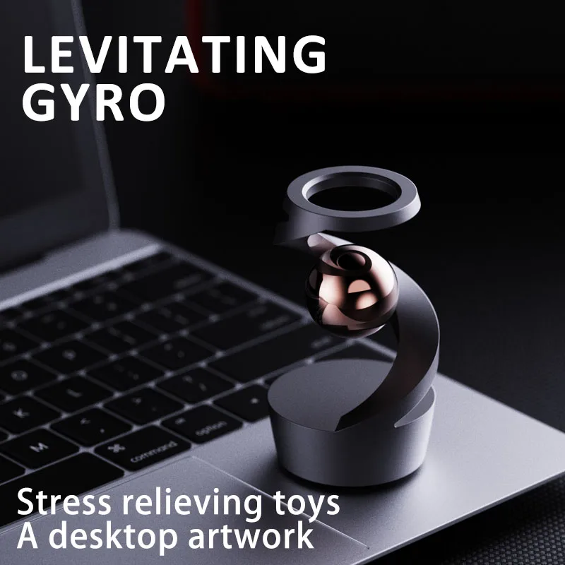 Gyroscope Toy Metal Tabletop Floating Gyro Gravity Defying Kinetic Desk Toy Suspended Gyroscope Fidget Spinners for Adults Kids