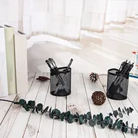 2/4/6 Pcs Magnetic Pencil Holder, Black Semicircle Metal Mesh Locker Organizer, Suitable For School, Work, Home Desktop Supplies 2