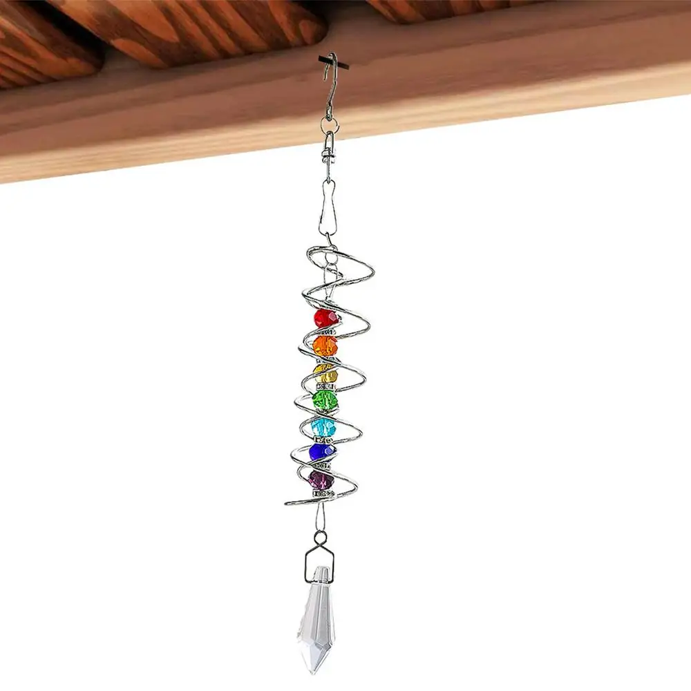 Description Picture 2 of itemRotating Crystal Gazing Spiral Tail Ball Pendant Wind Spinner Tails Hanging Decorative for Spinners Chime Outdoor Garden & Yard