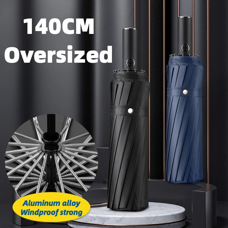 Business Luxury 140CM Super Large Umbrella Men Women Automatic Folding Windproof Strong Reinforce Sun and Rain Big Umbrellas folding umbrella automatic umbrella wind resistant umbrella sun umbrella automatic sun umbrella windproof umbrella
