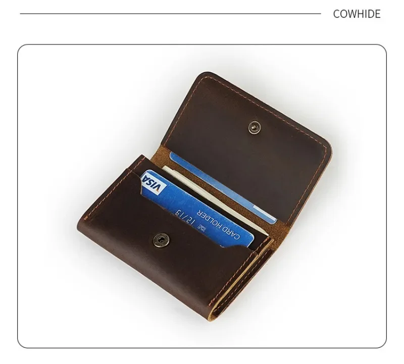 Genuine leather purse for storing coins, cables, and cards with vintage look