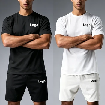 Completo Sportivo Personalizzato: T-shirt e Pantaloncini da Uomo, Estivo, Traspirante, Leggero, Comodo, Design Personalizzato, Set 2 Pezzi a Maniche Corte