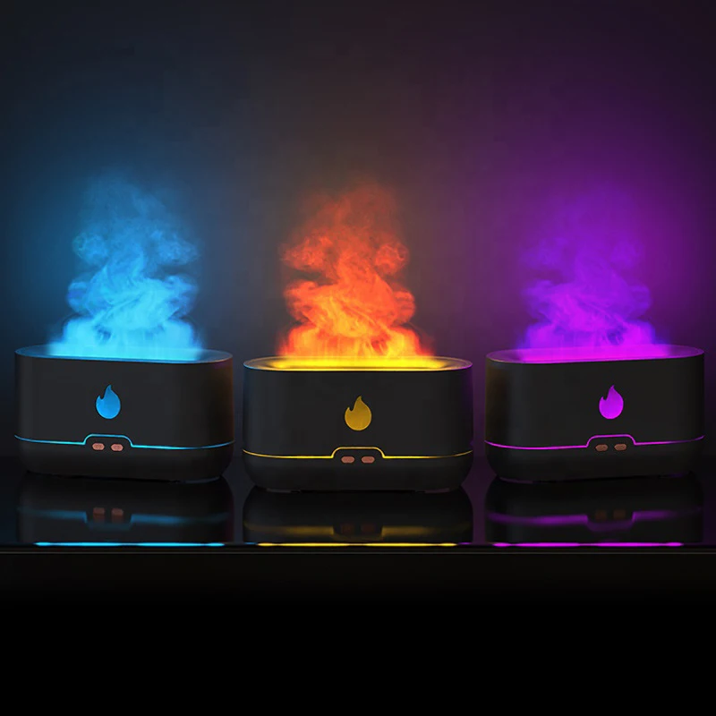 Colorful flame atmosphere night light indoor aromatherapy machine atomizer fragrance essential oil humidifier