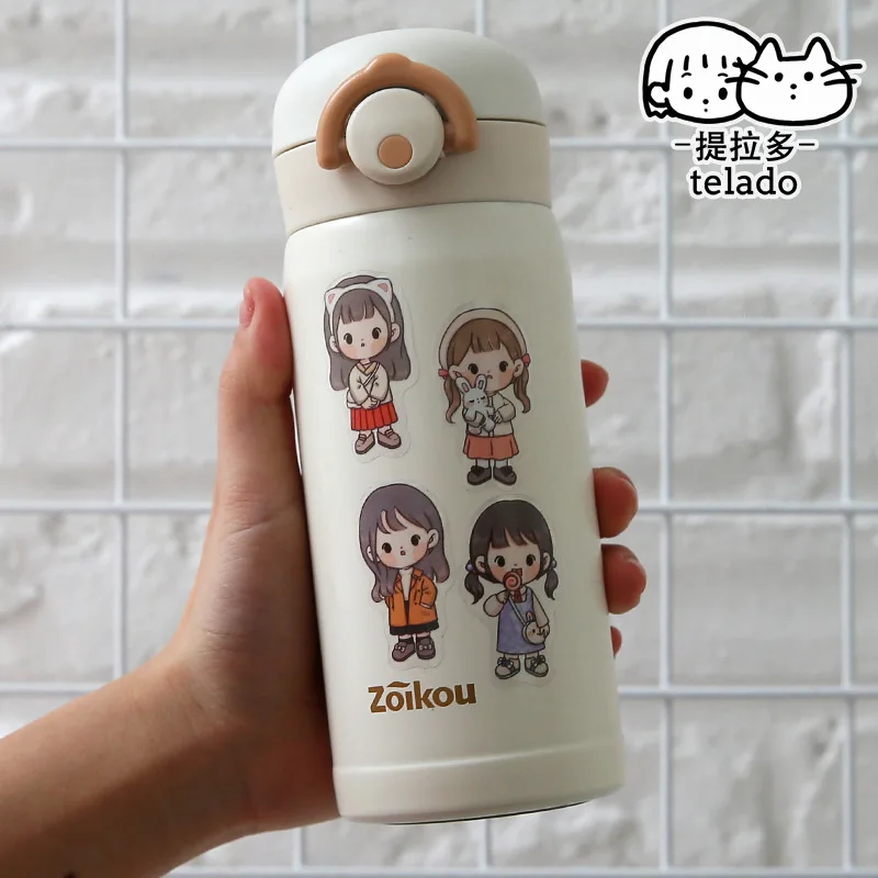 Cartoon Stickers Cute Girl DIY Decoration Waterproof PET Water Cup