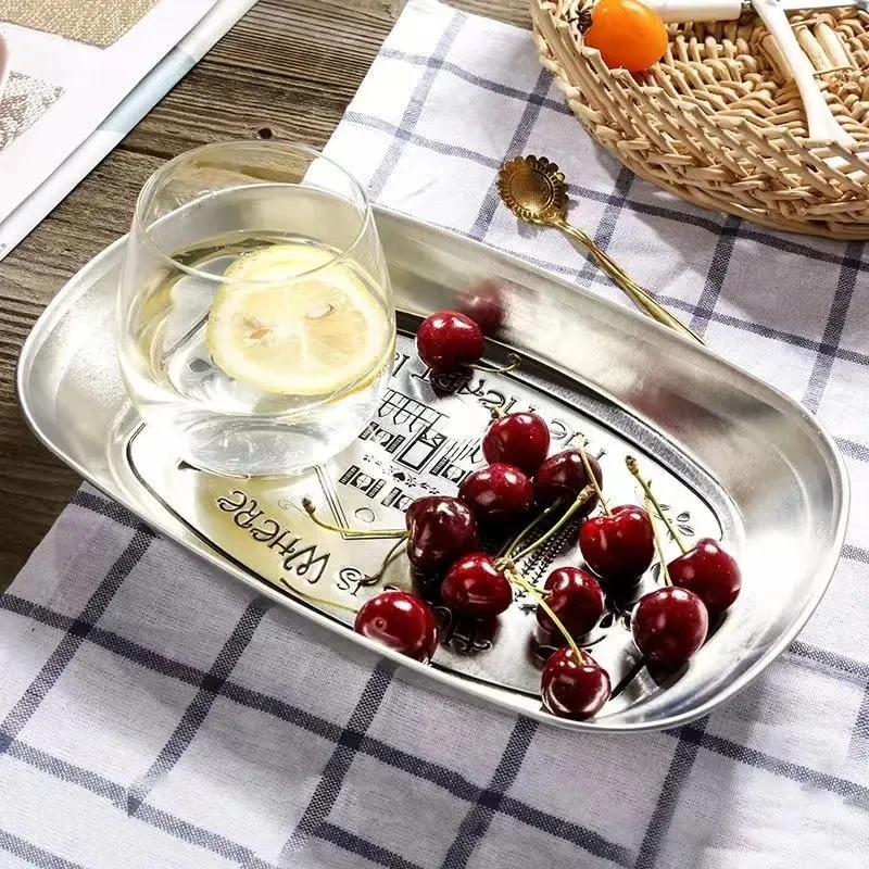 Fruit Plate Kitchen Outdoor Picnic Tinplate with Random Pattern for Dried Fruit