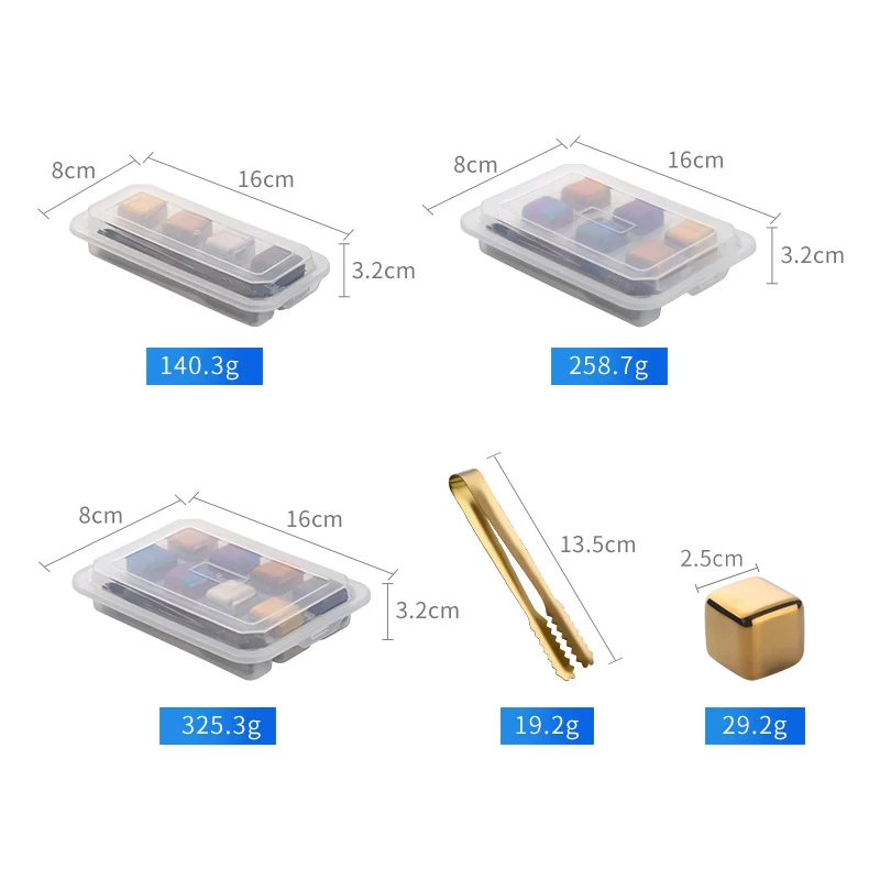 4/6/8 Pcs Stainless Steel Ice Cubes Set Reusable Chilling Stones for Whiskey Wine Wine Cooling Cube Chilling Rock Party Bar Tool