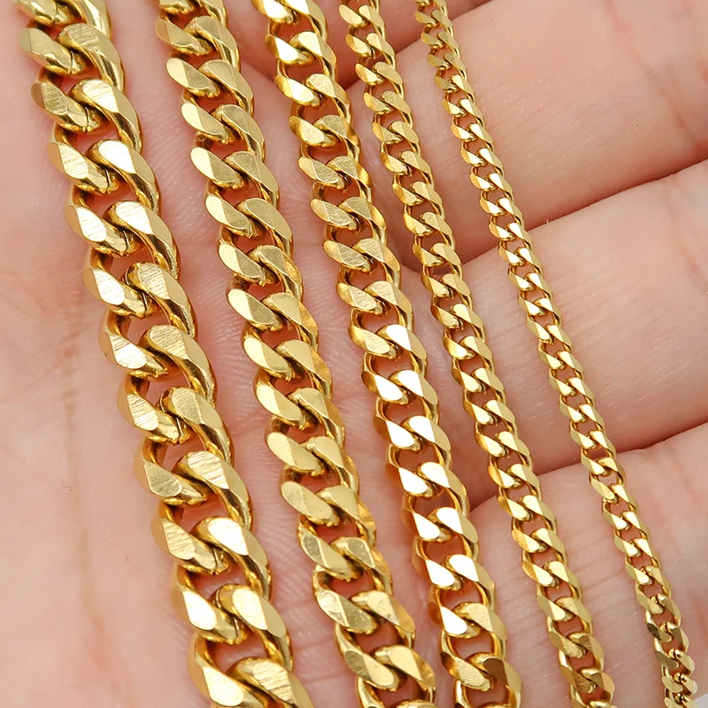 10 Meters - Stainless Steel Chain Tarnish Free Gold Silver Bulk Curb Chain  by the Length Yard Foot Spool for Jewelry Making - AliExpress