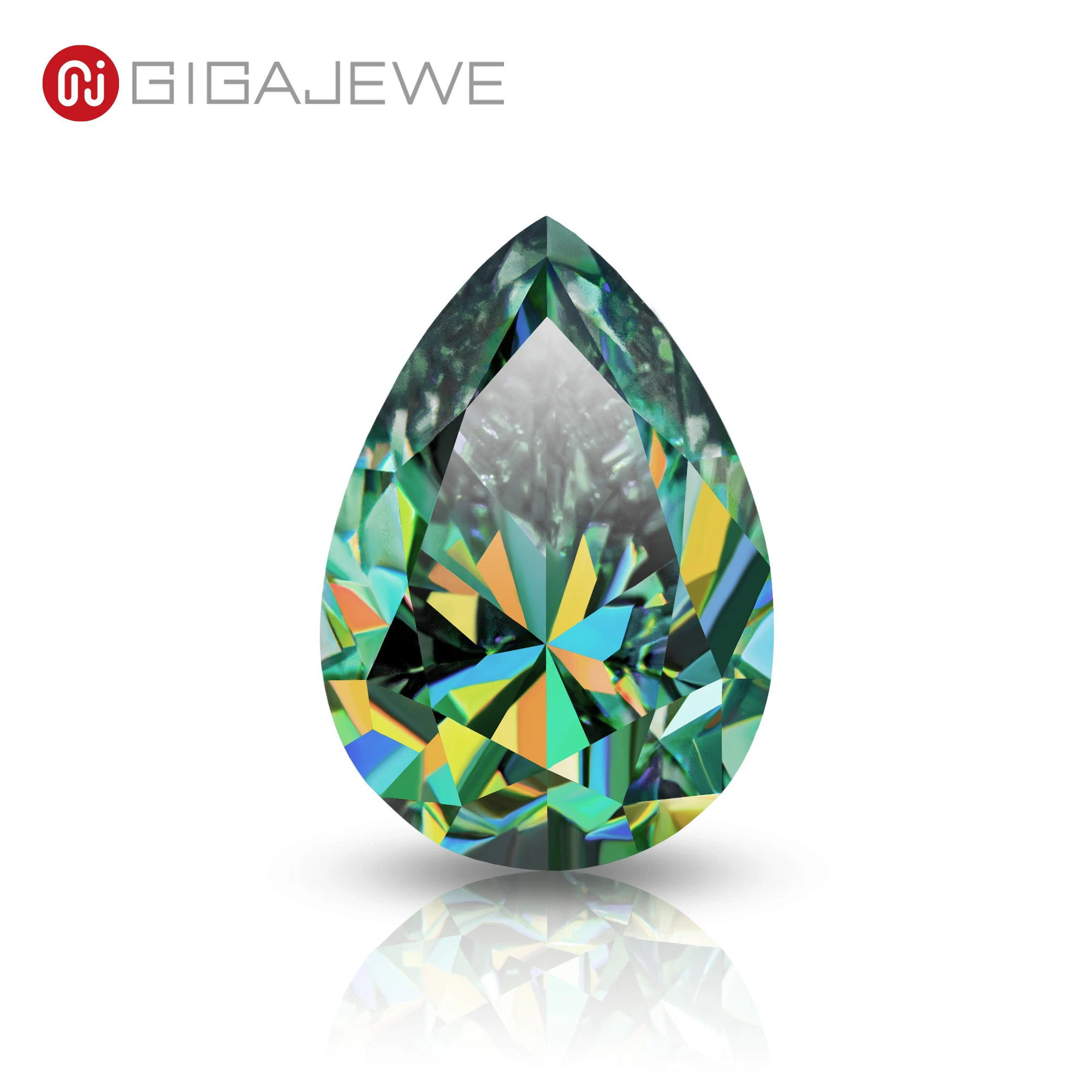 

GIGAJEWE Moissanite Hand-Cutting Pear Green VVS1 Premium Gems Loose Diamond Test Passed Gemstone For Jewelry Making Customizable