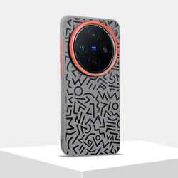 Magnetic Suction Geometric Graffiti Leather Phone Case with Hard Shell Design for Honor Magic8 (Titanium gray)