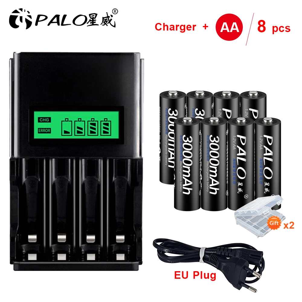 

PALO 1.2V AA 3000mAh Ni-MH Rechargeable Battery AA Rechargeable Batteries 2A Battery for Temperature Gun Remote Control Mouse