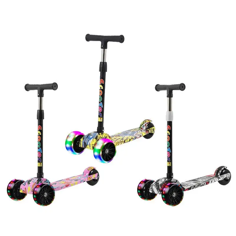 Nuovo Scooter per bambini moda Cool tre ruote Light-up Graffiti Scooter giocattoli da esterno portatile pieghevole per bambini Balance Bike Toys